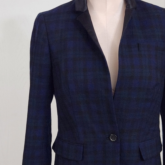 J.Crew Wool Regent Blazer in Blaxmck Watch Plaid With Satin Lapels:Size 2 - Picture 3 of 10